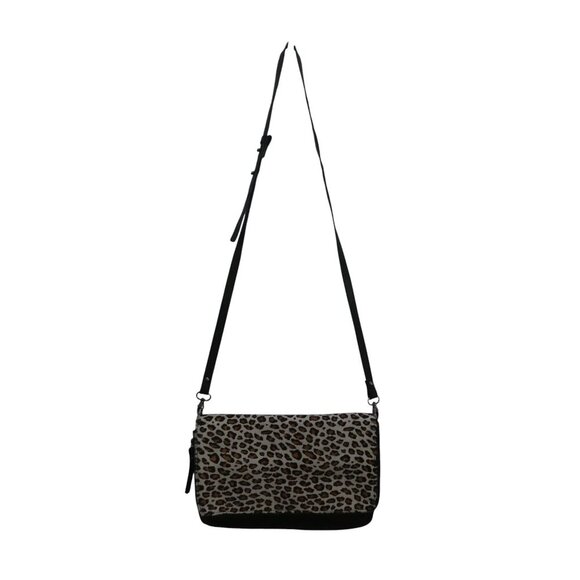 IL Duca Italian Leather Cheetah Print Calf Hair Convertible Crossbody Purse - Picture 1 of 11